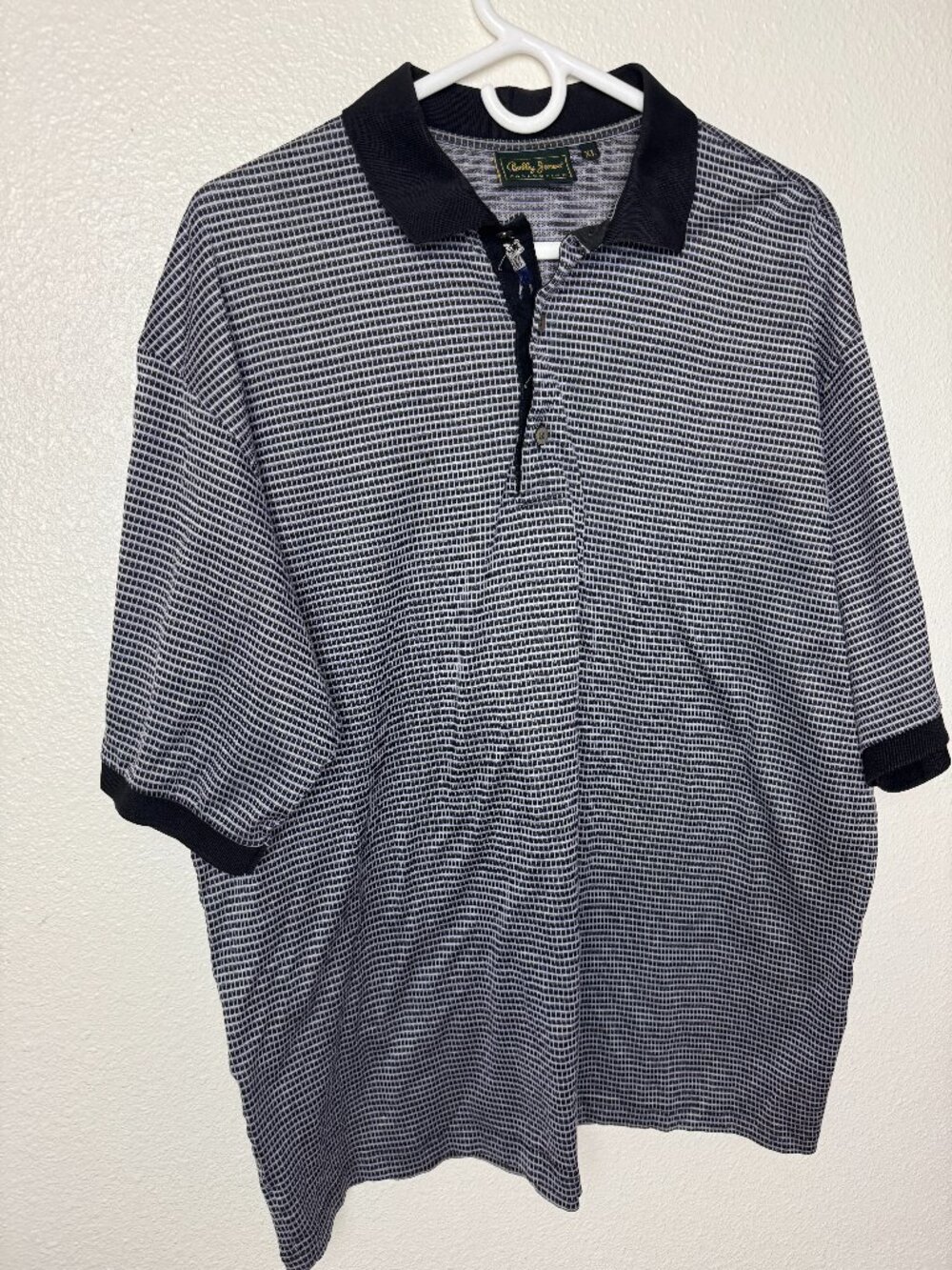 Bobby Jones Golf Polo Shirt Made in Italy Cotton Geometric Pattern Sz XL